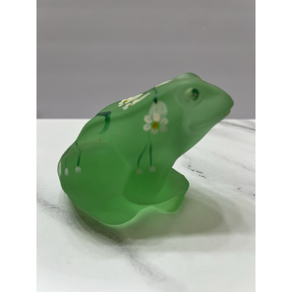 Fenton Art Glass Lenox 'Willow, The Little Green Frog' Figure HandPainted Flower